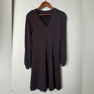Theory Dress Pasquela Chocolate‎ Brown Long-sleeved Wool Blend Dress Size Medium